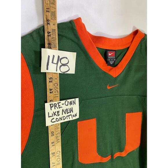 University of Miami Nike Football Jersey #5 Green/Orange Size Medium Vintage - Picture 5 of 10